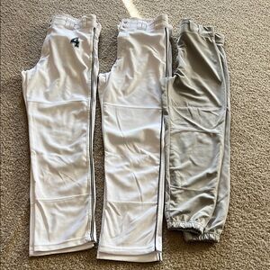 Men’s Three White and Gray baseball Pants Large